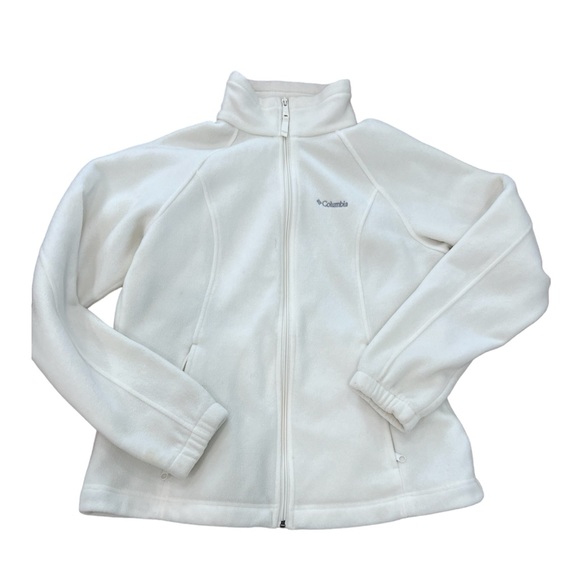 COLUMBIA | white fleece zip jacket size L - Picture 1 of 4